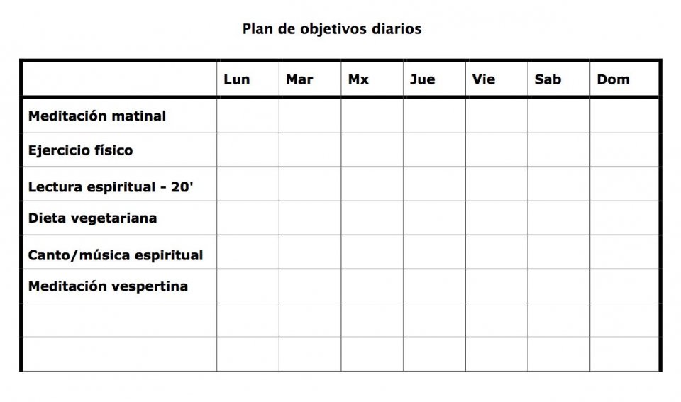 plan objetivos diarios
